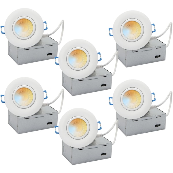 Sunlite 3-in Round Gimbal with J-Box Downlight Fxtr 8W Color Selectable 27K/30K/35K/40K/50K Dimmable, 6PK 41778-NS - main
